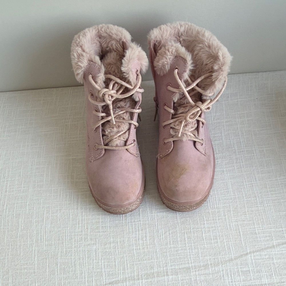 Skechers Light Pink Kids Boots with Plush Lining
